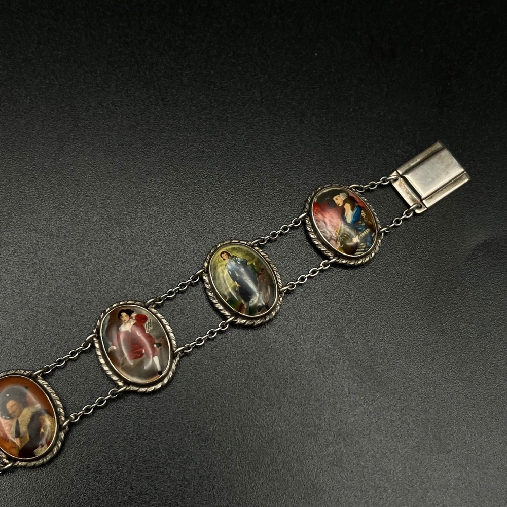 Vintage Sterling Silver Bracelet Old Master's Famous Painting Panels Size 6.25 " - Picture 10 of 14